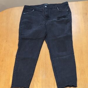 Ruff Hewn Black Cropped Jeans with Studs